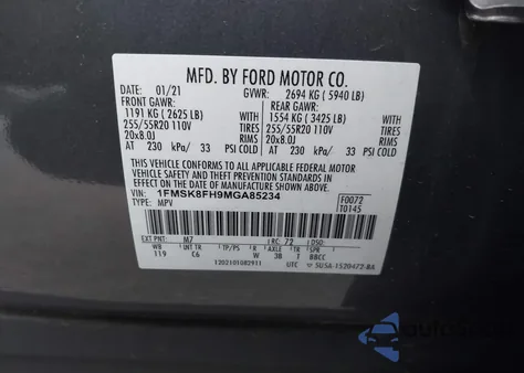 2021 Ford Explorer Limited from USA, damaged, VIN 1FMSK8FH9MGA85234
